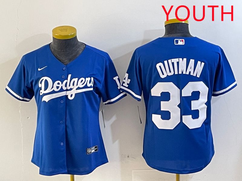 Youth Los Angeles Dodgers #33 Outman Blue Game 2025 Nike MLB Jersey style 1->women mlb jersey->Women Jersey